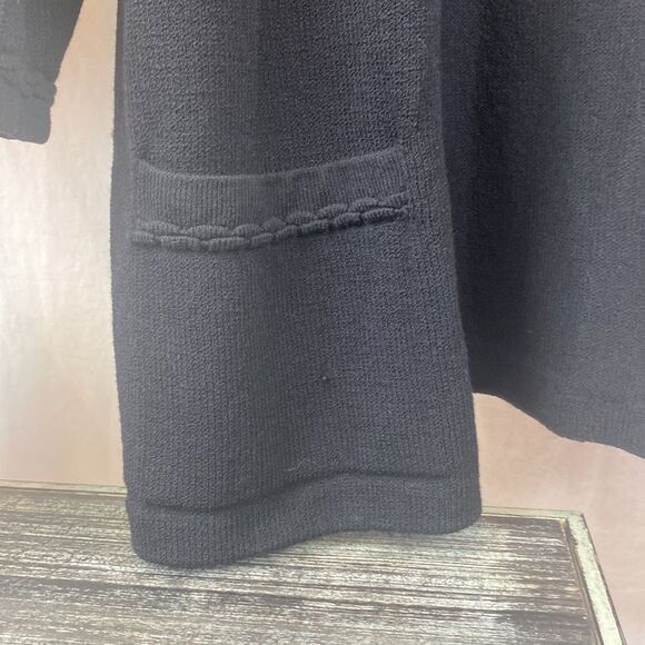 St John Black Open Front Knit Long Sleeve Cardigan Sweater L - Picture 5 of 8